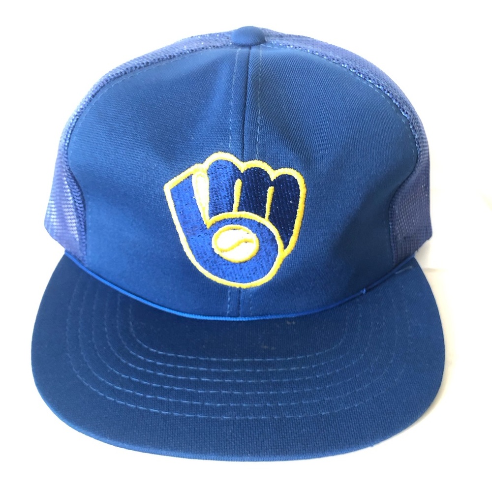 Vintage Milwaukee Brewers Blue Snapback Cap Made in Korea MLB
